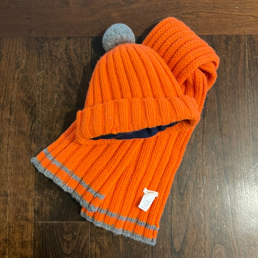 Crewcuta Orange and Gray Hat and Scarf Set